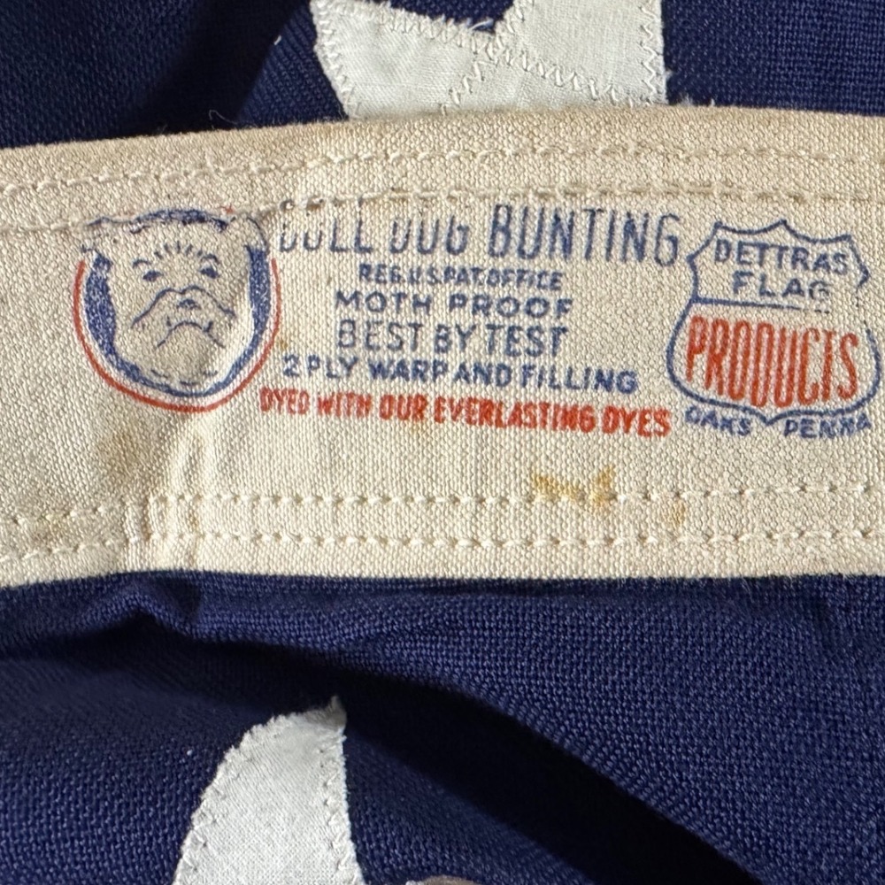 Vintage 48 Star US Flag 5x9.5 Ft Dettra Bull Dog Bunting WW2 1930s 1940s 1950s